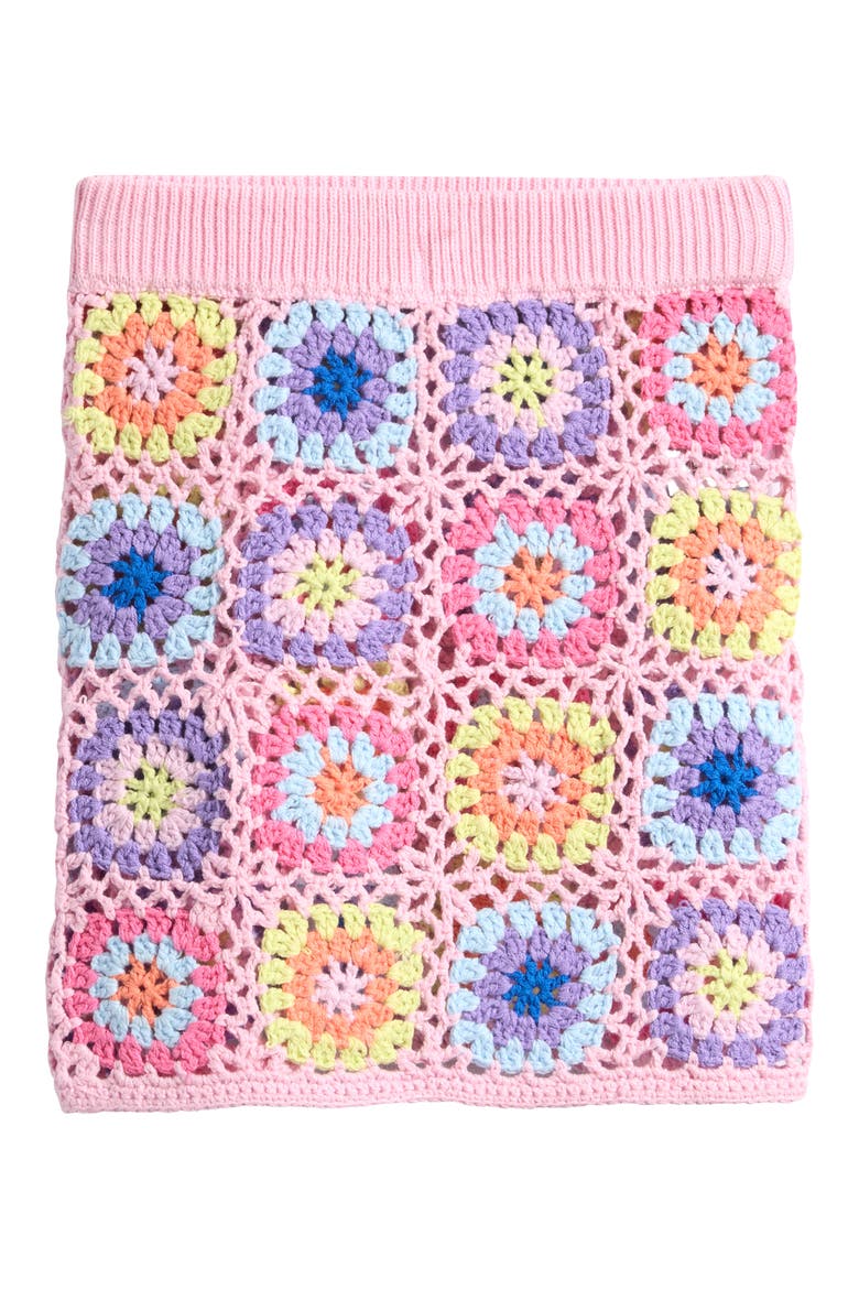 Kids' Floral Open Knit Skirt, Main, color, PINK MULTI