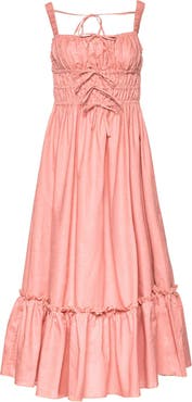 Vasiliki Amara Ruched Midi Linen Dress