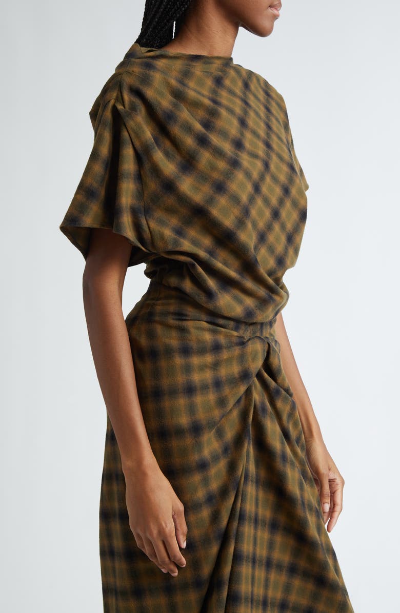 Isabel Marant Étoile Tilda Plaid Cotton Top, Alternate, color, Khaki/ Khaki