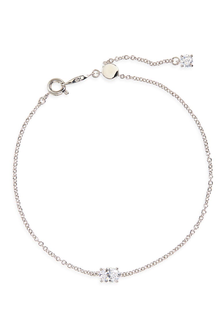 Modern Love Small Oval Cubic Zirconia Bracelet, Main, color, RHODIUM