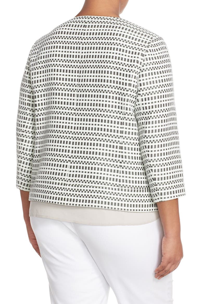 Asymmetrical Crop Tweed Jacket, Alternate, color, OLIVE TERRACE TWEED