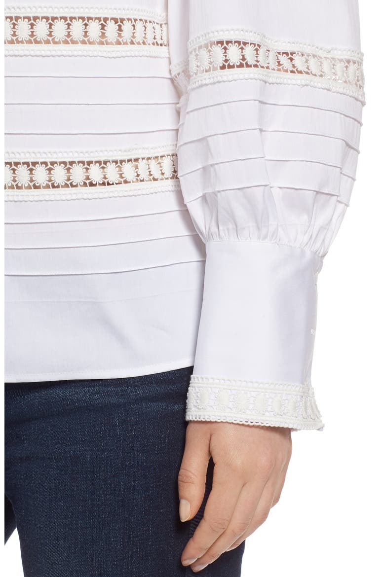 Lace Inset Cotton Blend Blouse, Alternate, color, WHITE