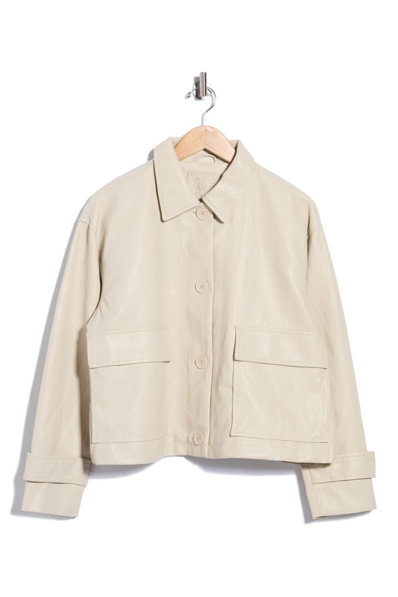Faux Leather Crop Jacket, Alternate, color, OYSTER
