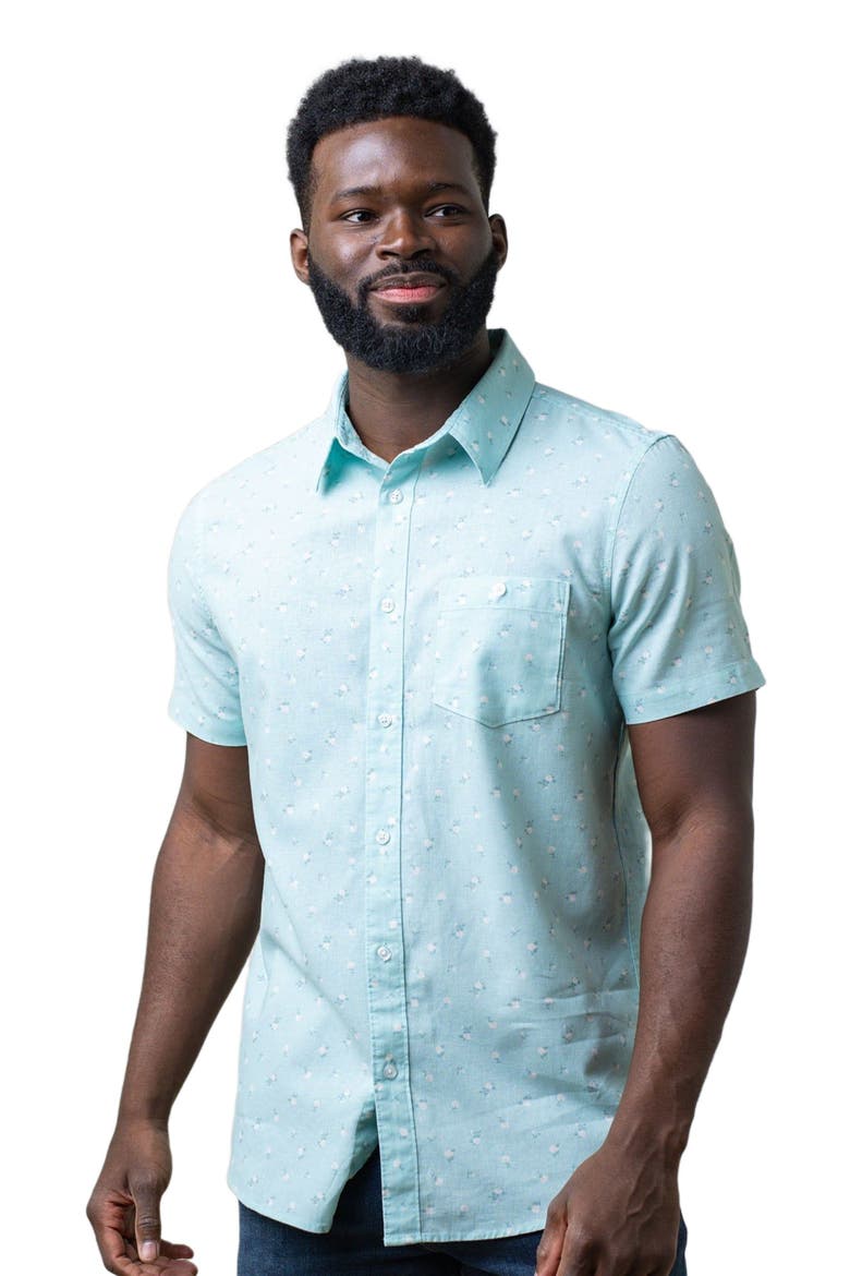 Men's Linen Short Sleeve Button Down Shirt, Alternate, color, Tea Room Floral