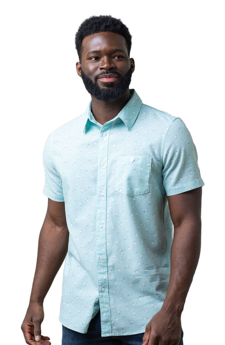 Hope & Henry Men's Linen Short Sleeve Button Down Shirt, Alternate, color, Tea Room Floral