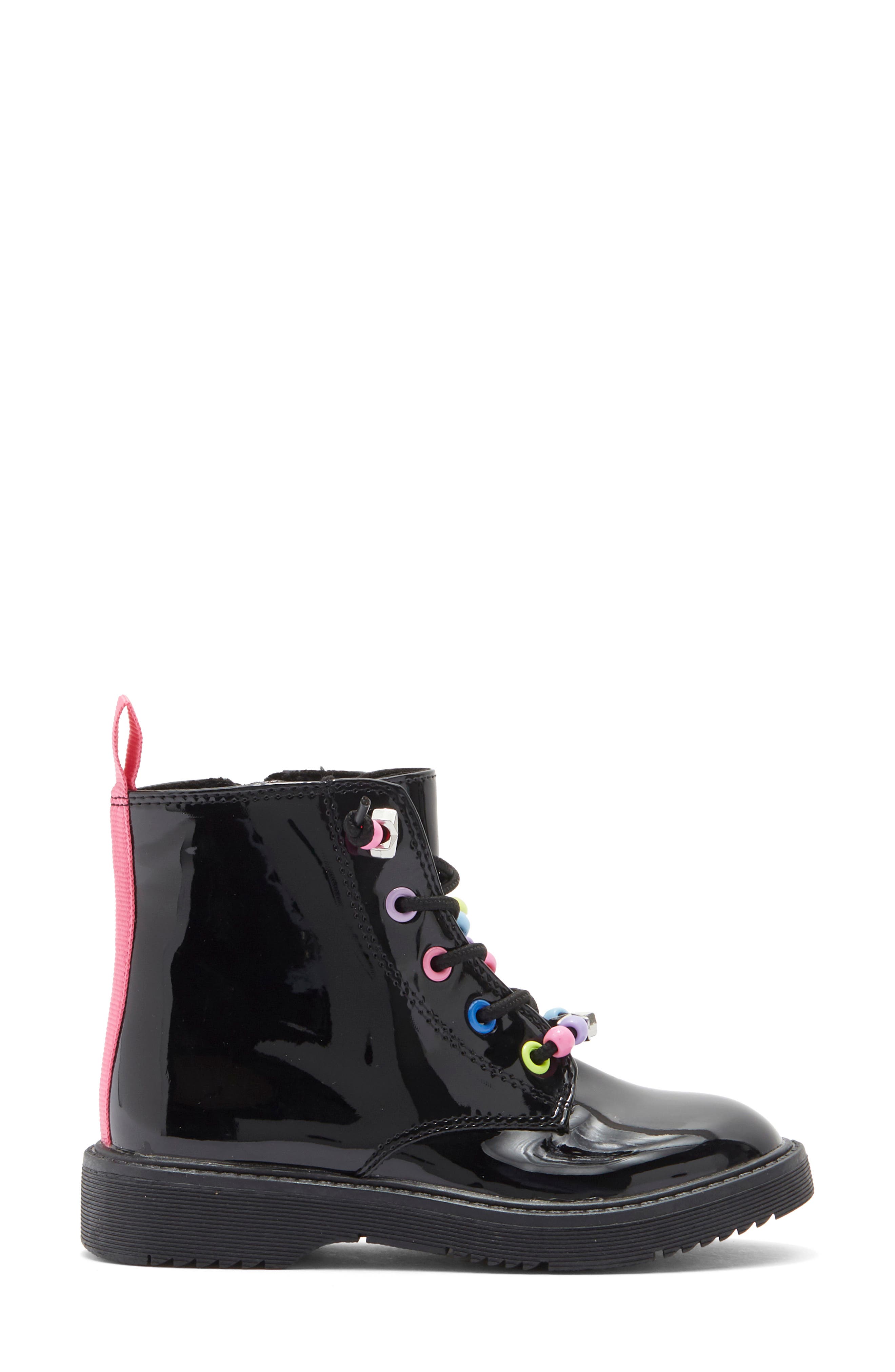 Kids' Peyton Faux Leather Combat Boot, Alternate, color, BLACK