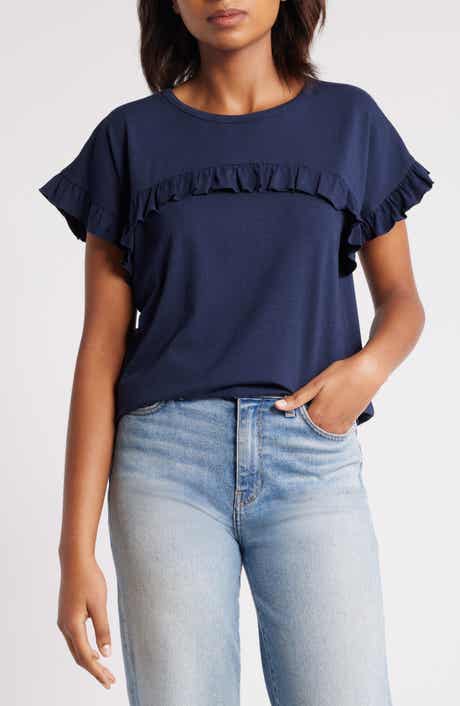 Caslon® Ruffle Trim Top