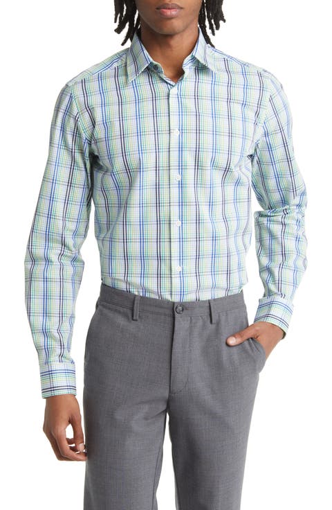 Tailored Fit Plaid Dress Shirt
