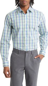 Duchamp Tailored Fit Plaid Dress Shirt