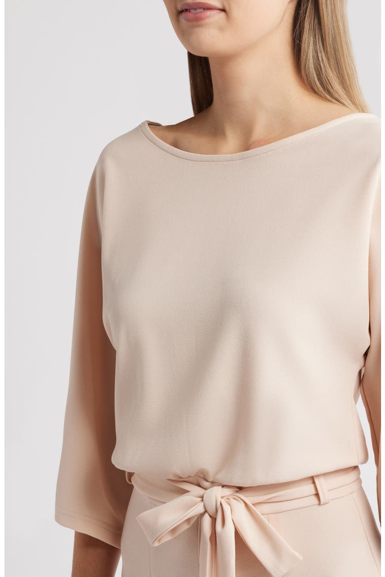 Joycelyn Flare Sleeve Tie Waist Jumpsuit, Alternate, color, BEIGE