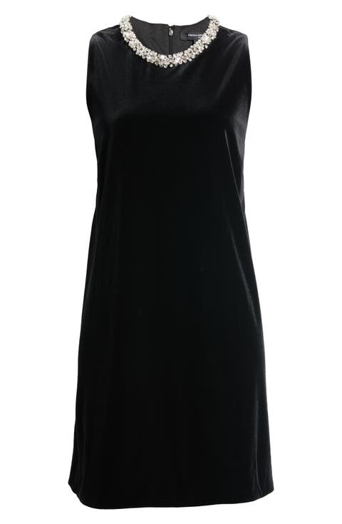 Caramia Crystal Embellished Stretch Velvet Minidress