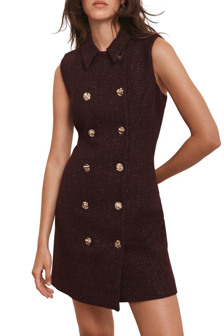Boucle Mini Shift Dress, Main, color, Burgundy