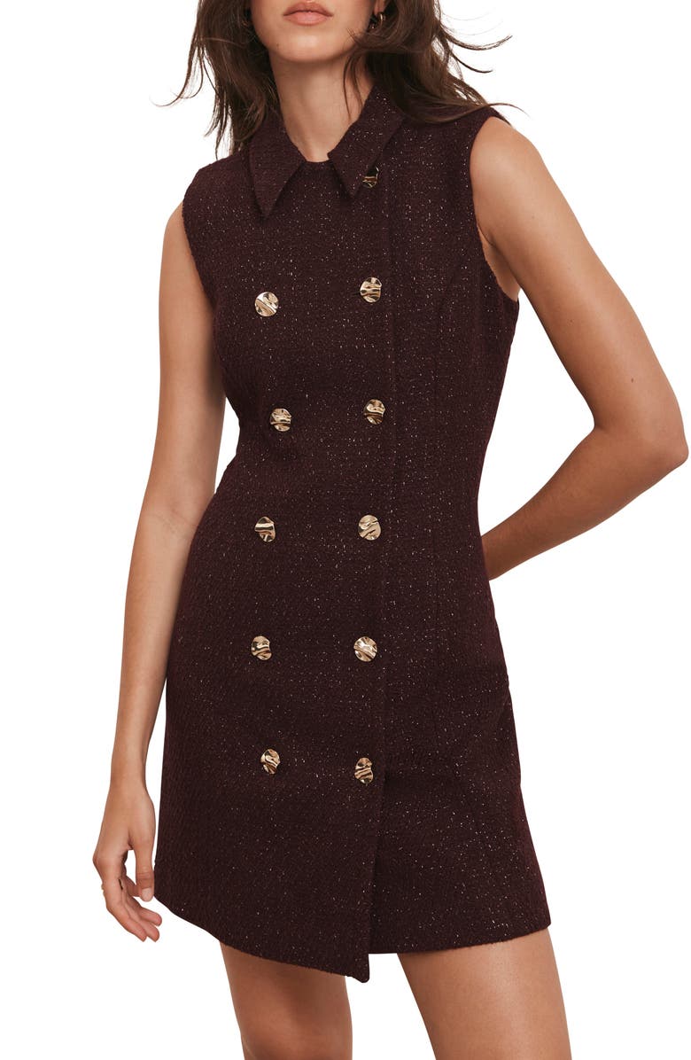 MINT VELVET Boucle Mini Shift Dress, Main, color, Burgundy