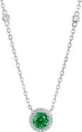 SAVVY CIE JEWELS Floral Faceted Cubic Zironia Halo Pendant Necklace