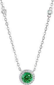 SAVVY CIE JEWELS Floral Faceted Cubic Zironia Halo Pendant Necklace