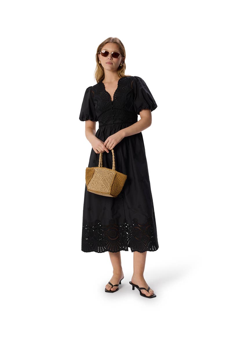 Cotton Broderie Dress, Main, color, Black