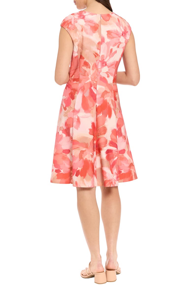 Cap Sleeve Fit & Flare Dress, Alternate, color, IVORY/ CORAL
