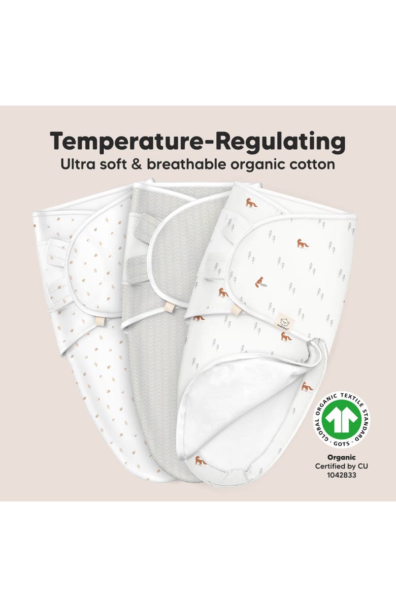 KeaBabies 3-Pack Soothe Zippy Swaddle Wrap, Alternate, color, Forest