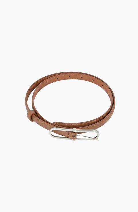 Minimal Design Oval Buckle Leather Belt