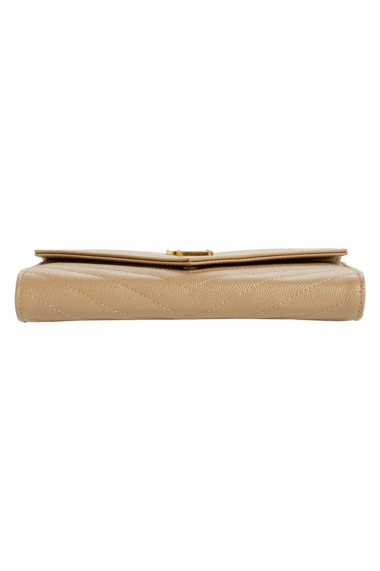 Monogramme Logo Leather Flap Wallet, Alternate, color, LATTE