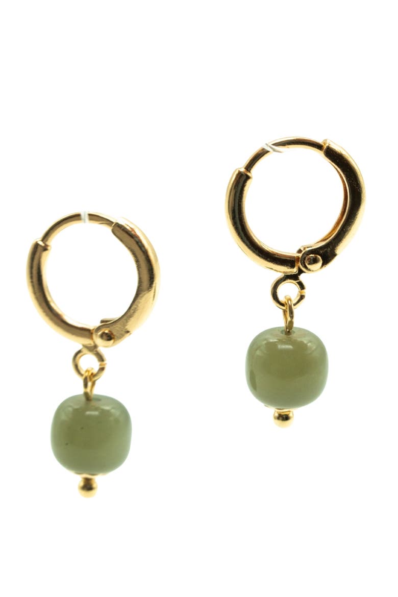 Berry Small hoop with green bead earrings, Main, color, Light green