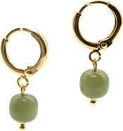 seree Berry Small hoop with green bead earrings