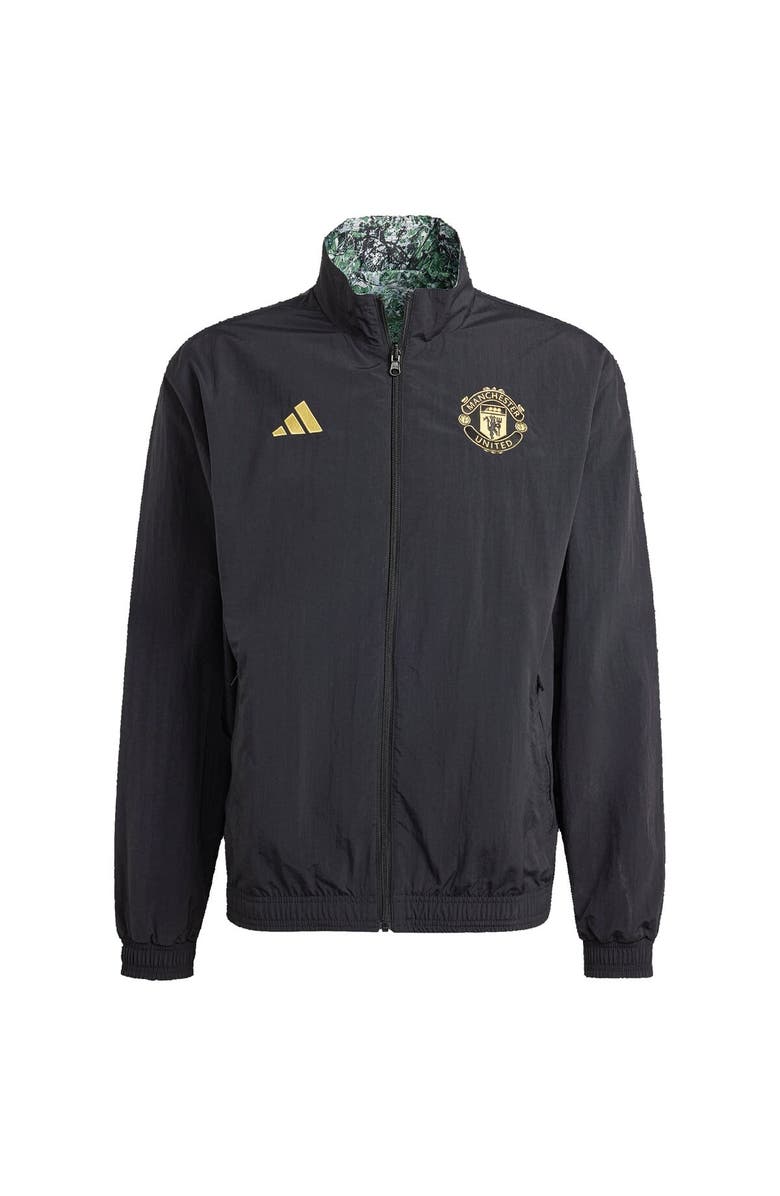 adidas Originals Men's adidas Originals Black Manchester United x Stone Roses 2023/24 Reversible Anthem Full-Zip Jacket, Alternate, color, Black