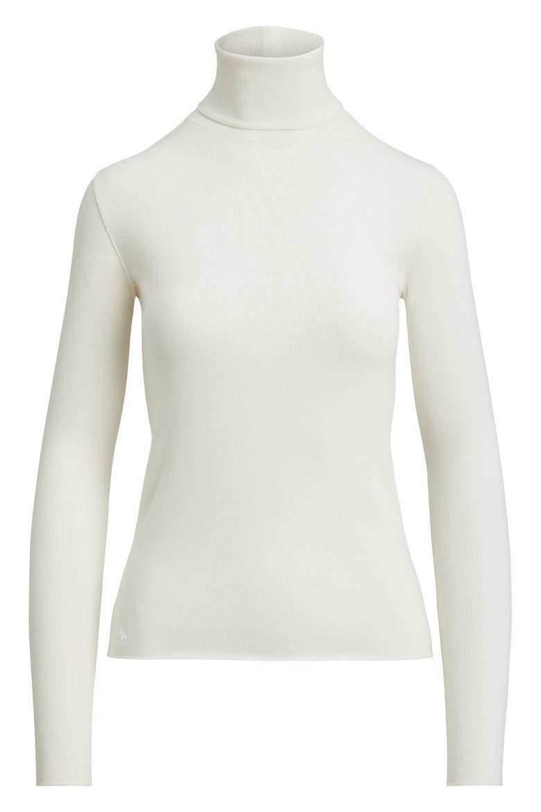 Long Sleeve Rib Knit Turtleneck Top, Alternate, color, WHITE