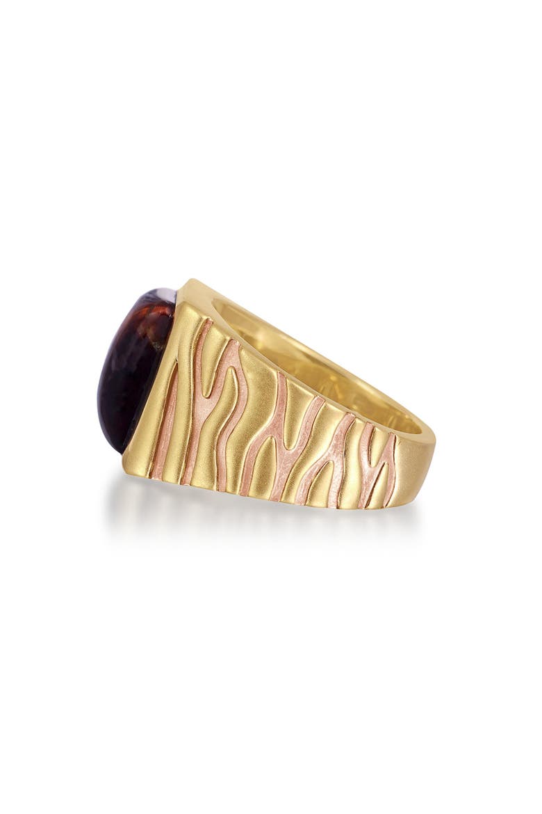 Chatoyant Red Tiger Eye Sterling Silver Men Signet Ring, Alternate, color, 14KT Gold Vermeil on Sterling