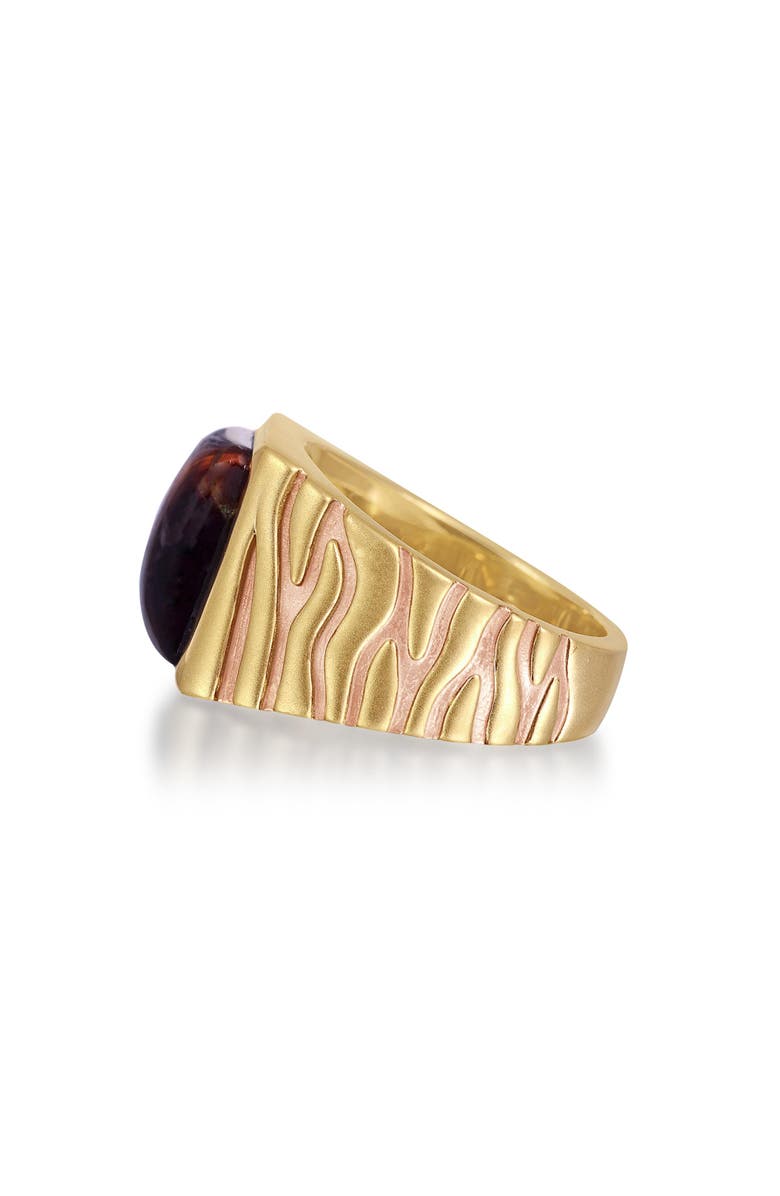 LuvMyJewelry Chatoyant Red Tiger Eye Sterling Silver Men Signet Ring, Alternate, color, 14Kt Gold Vermeil On Sterling