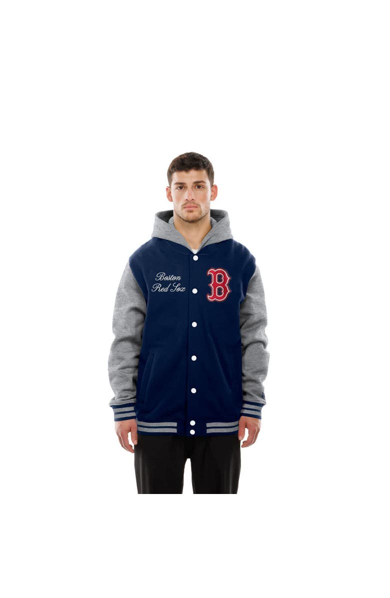New Era Men's New Era Navy Boston Red Sox Throwback Prep Full-Snap Hoodie Jacket, Alternate, color, 