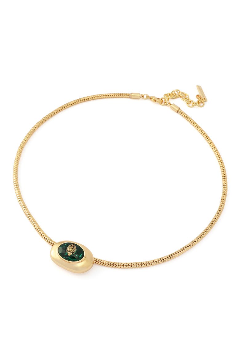 Bezel Stone Short Pendant Necklace, Alternate, color, GREEN