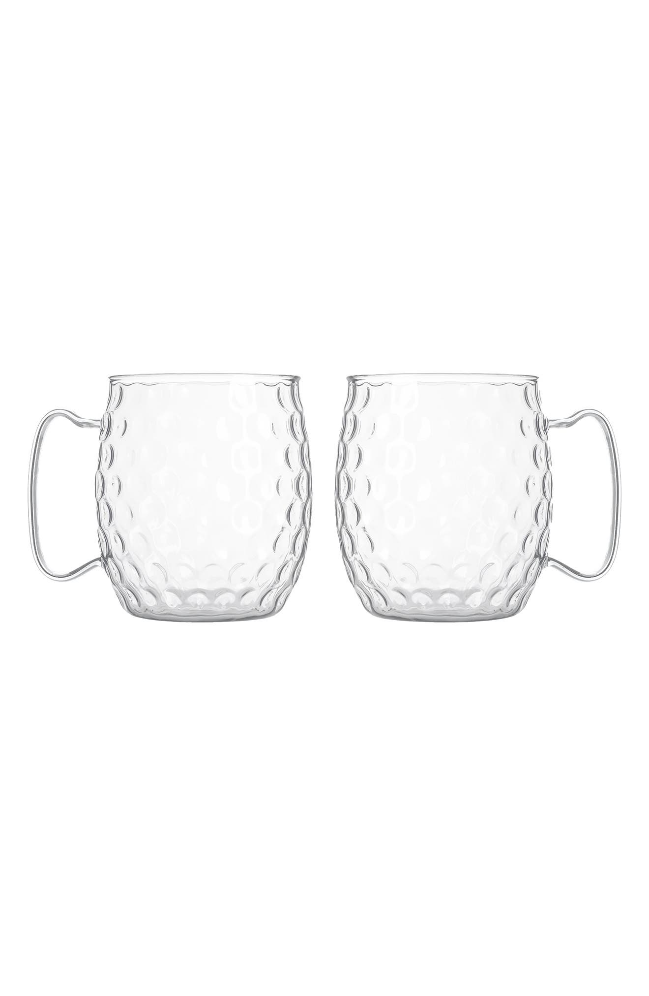 Silver One International Set of 2 Honeycomb Moscow Mule Glasses