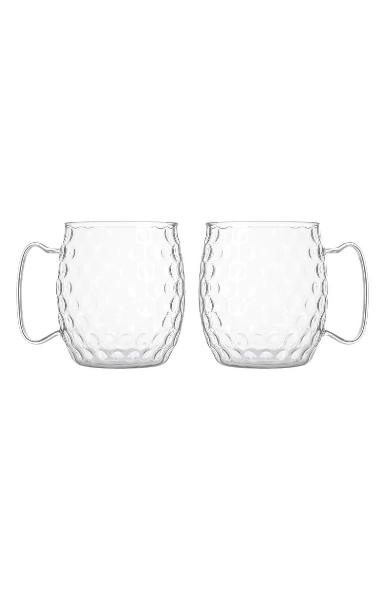 Silver One International Set of 2 Honeycomb Moscow Mule Glasses, Main, color, 