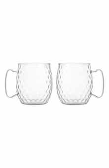 Silver One International Set of 2 Honeycomb Moscow Mule Glasses
