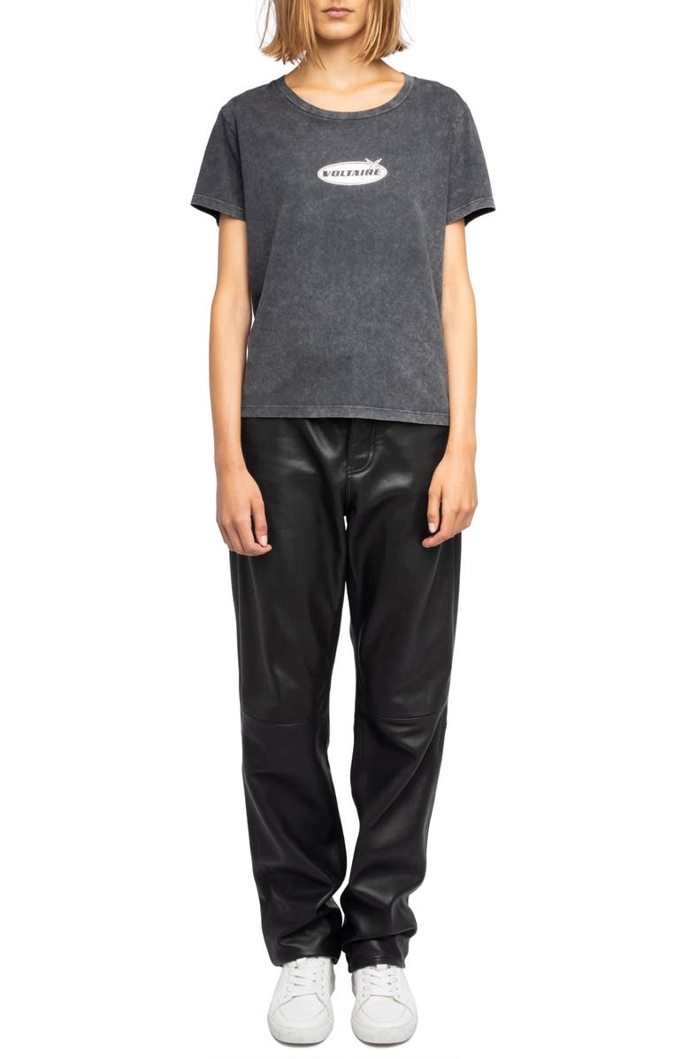 Zadig & Voltaire Alys Crystal Logo T-Shirt, Alternate, color, Black