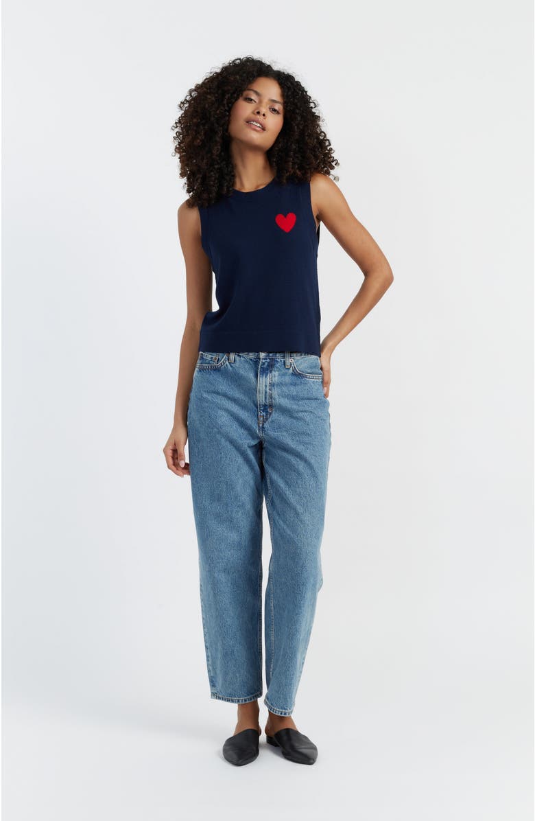 Chinti & Parker Pure Merino Heart Breton Tank, Alternate, color, Navy