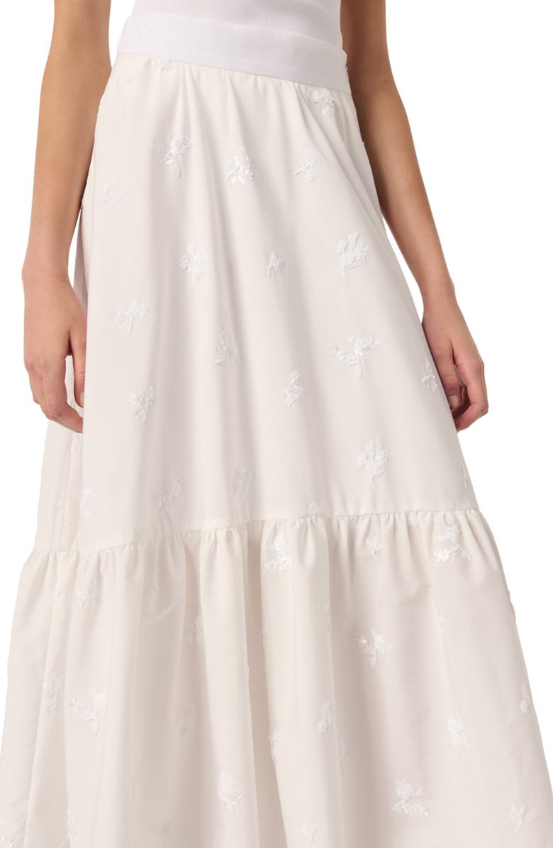 maje Long embroidered skirt, Alternate, color,