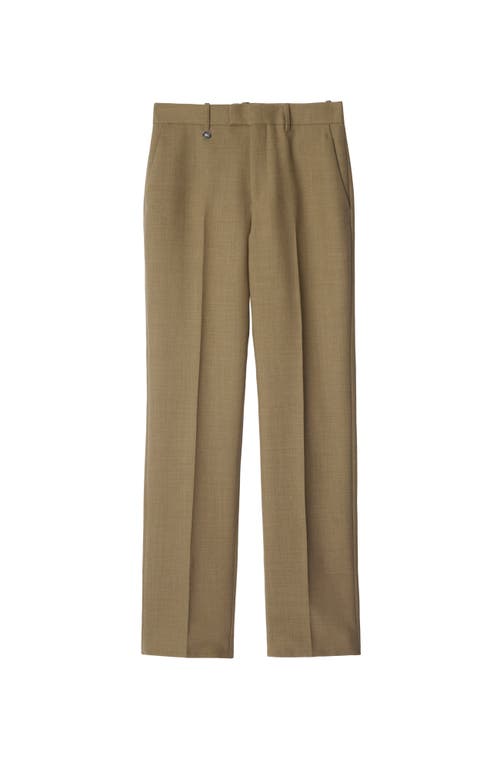 Shop Burberry Wool Tailored Trousers In Linden/mountain