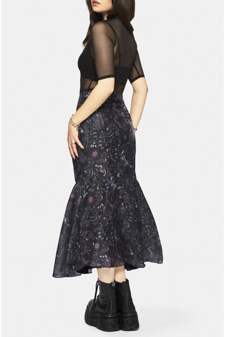 Haunt Medieval Print Midaxi Skirt, Alternate, color, Black