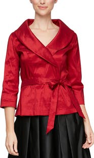 Alex Evenings Tie Waist Brushed Satin Top