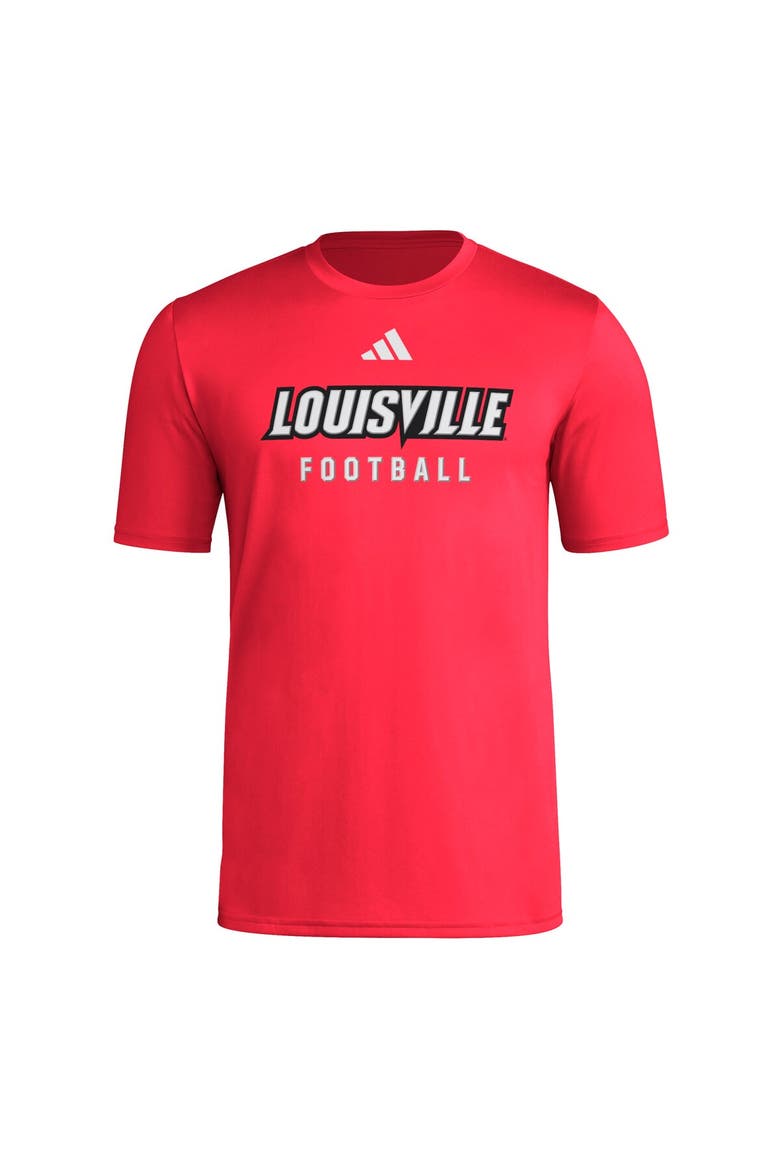 Men's adidas  Red Louisville Cardinals Locker Practice Football Pre-Game T-Shirt, Alternate, color, Red