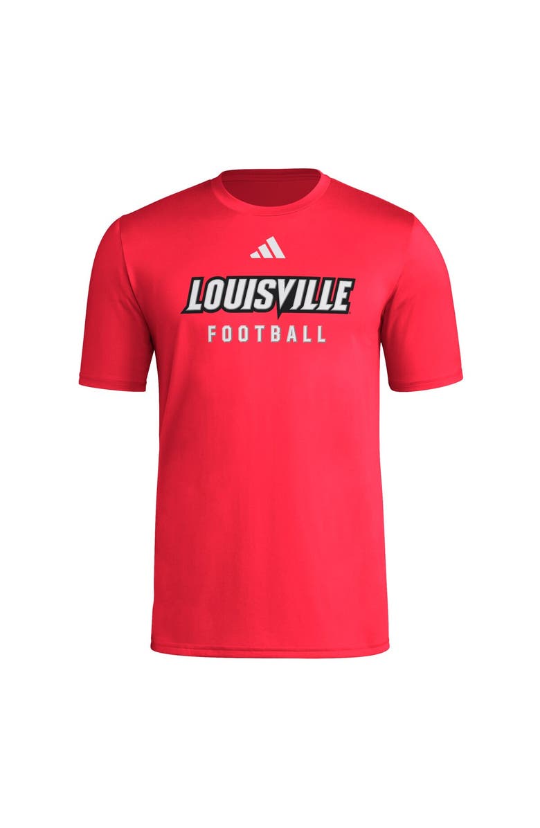 adidas Men's adidas Red Louisville Cardinals Locker Practice Football Pre-Game T-Shirt, Alternate, color, Red