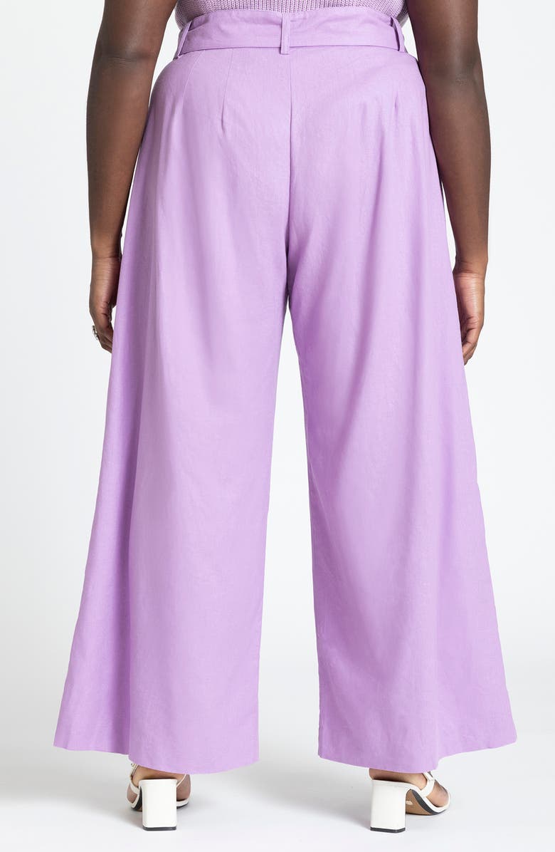 ELOQUII Belted Pleat Front Wide Leg Pants, Alternate, color, 