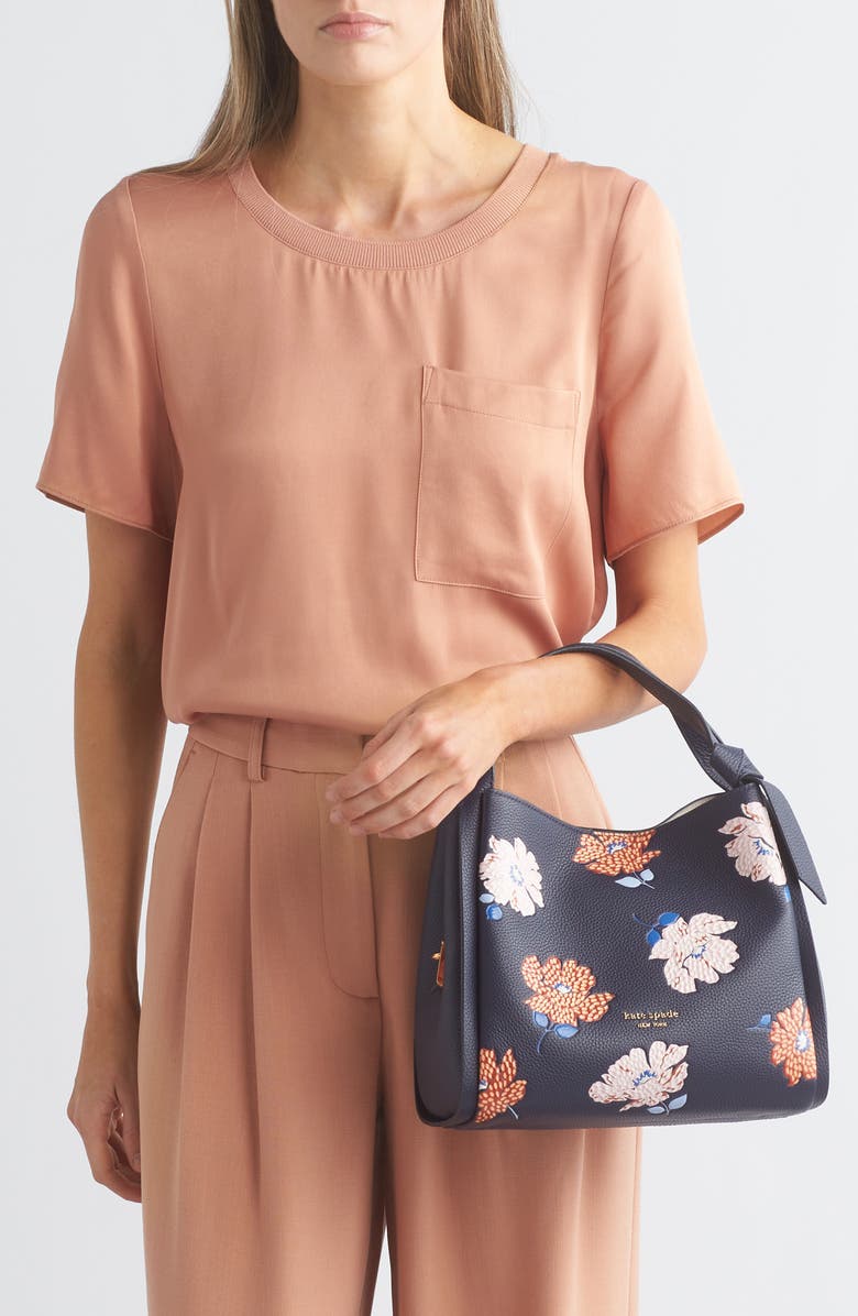 Kate Spade New York knott dotty floral embossed leather satchel, Alternate, color,