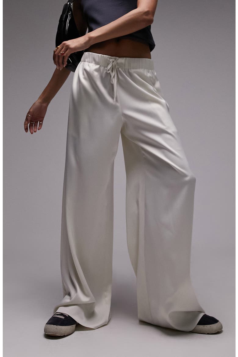 Satin Wide Leg Trousers, Alternate, color, GOLD