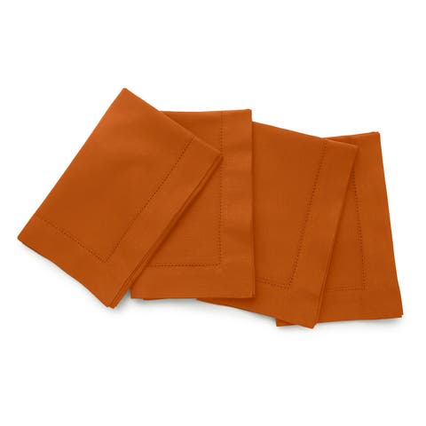 Cotton Linen Hemstitch Dinner Napkins Set of 4, 20 x 20"