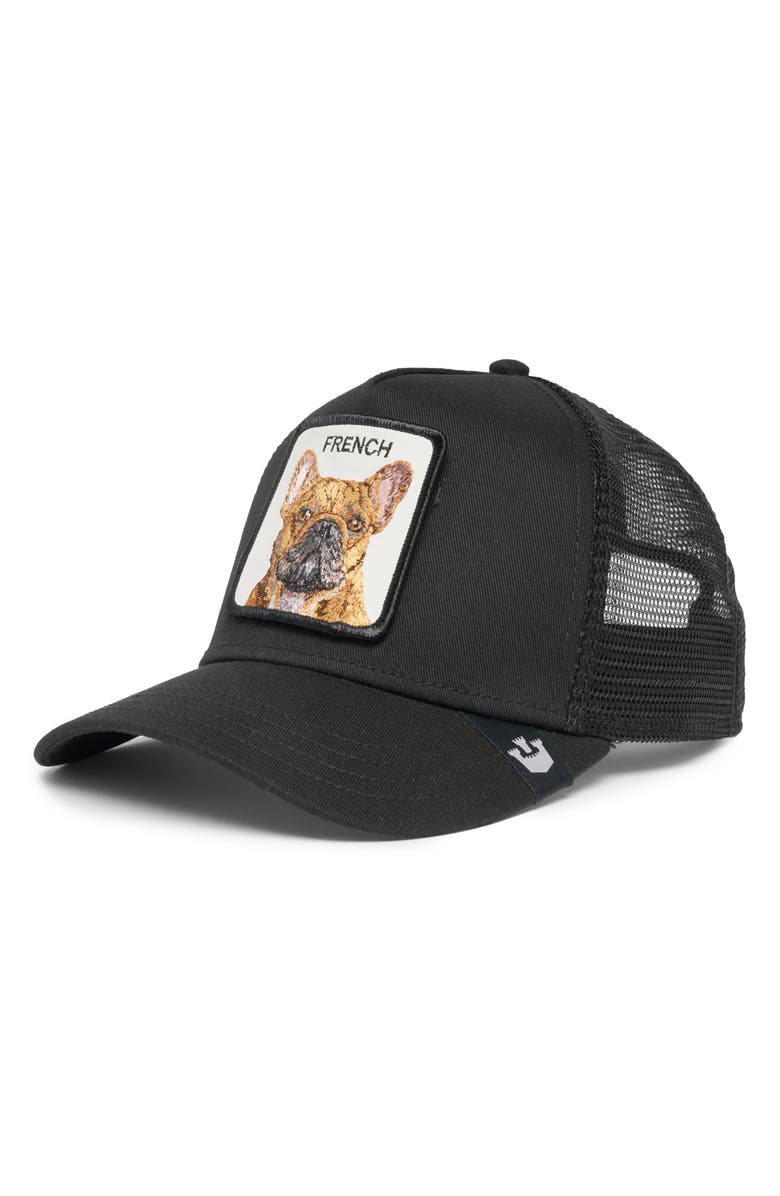 Goorin Bros. The French Frenchie Dog Patch Snapback Trucker Hat, Main, color,