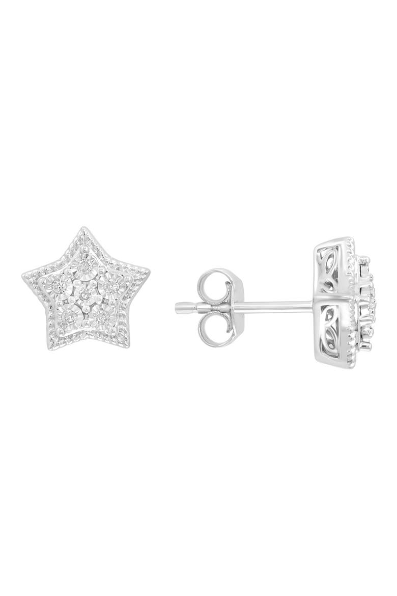 Diamond Star Earrings, Main, color, SILVER