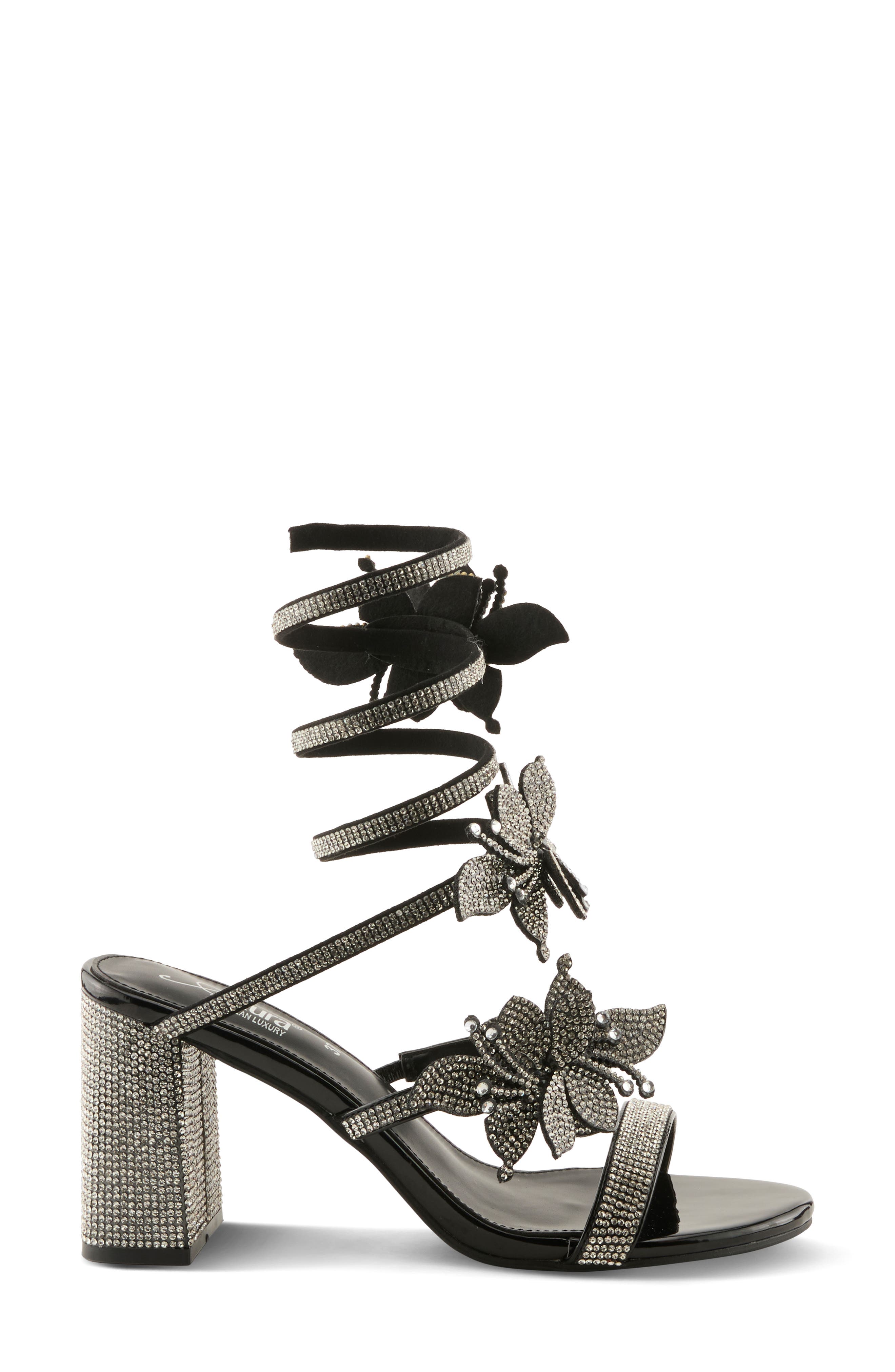 AZURA BY SPRING STEP To The Moon Ankle Wrap Sandal, Alternate, color, Black Multi